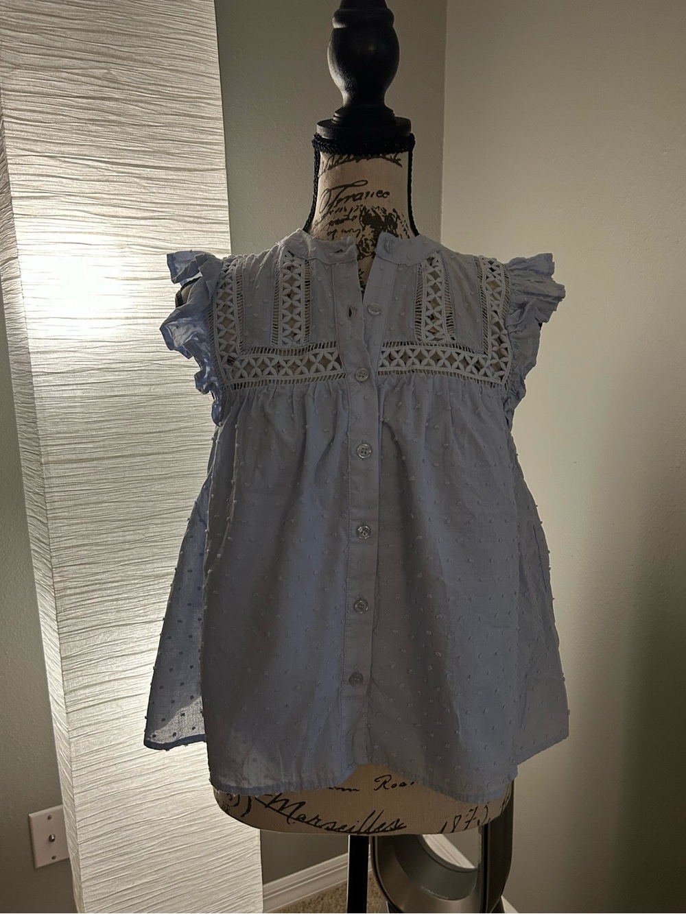 Philosophy Light Blue Eyelet Button-Front Baby Top